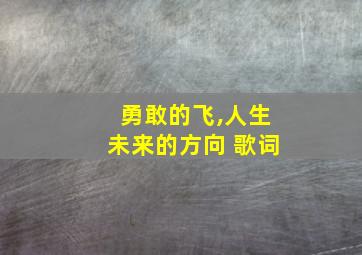 勇敢的飞,人生未来的方向 歌词